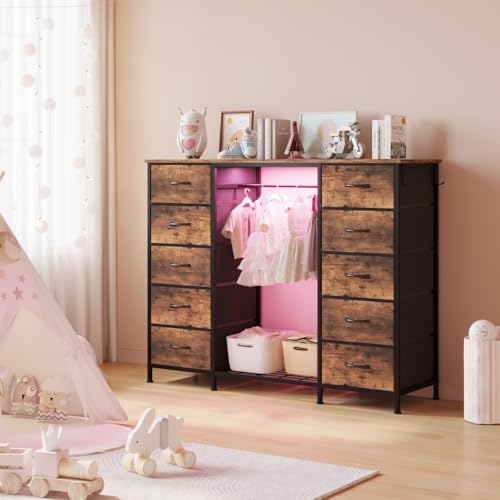 55"W Dresser with Hanging Rack