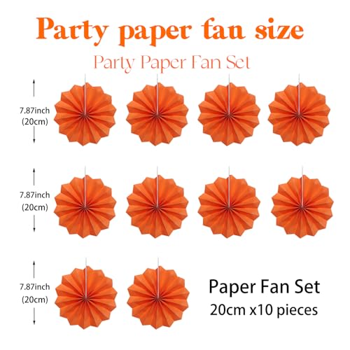 Orange Birthday Decorations DIY Orange Paper Fans Hanging Decoration 8in