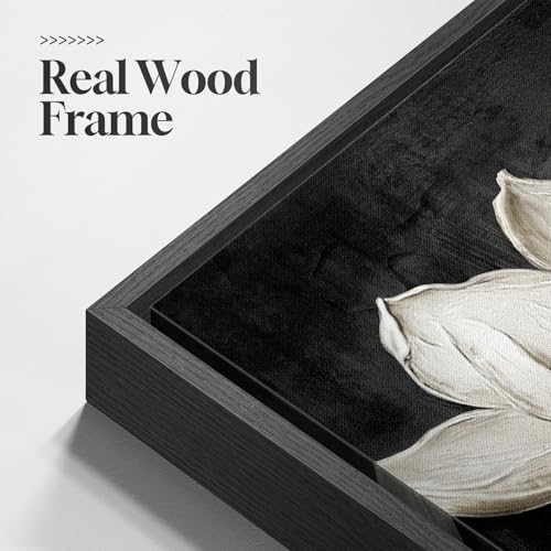 Large Framed Black and White Floral Wall Art for Living Room
