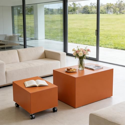 23.62" Modern Leather Coffee Table Set
