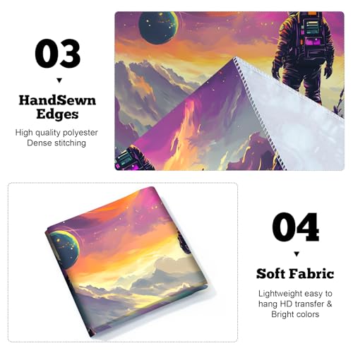 Blacklight Space Astronaut Tapestry UV Reactive Galaxy Planet Glow in Dark Tapestries Black Light Poster Neon Wall Hanging Art for bedroom Living Room