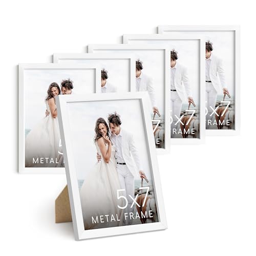 5x7 White Aluminum Frame Set of 6