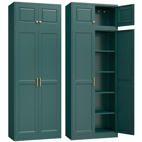 86"Metal Pantry Storage Cabinet with Doors & 4 Adjustable Shelves