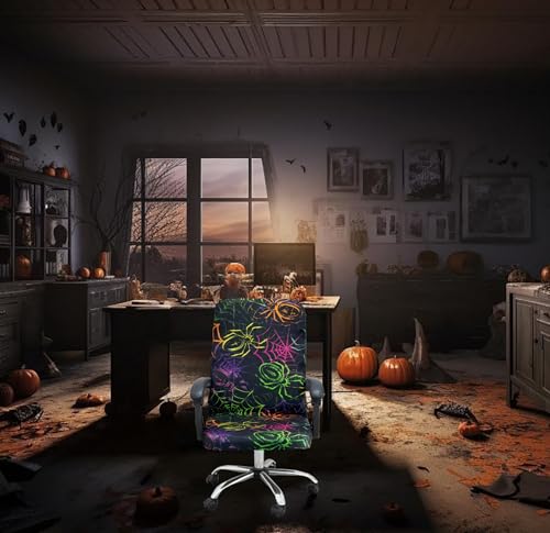 Halloween Office Chair CoversHorror Bloody Handprints Footprints on White Horror Theme Print Stretchable Slipcover for Modern Simplism Style High Back Boss Chair