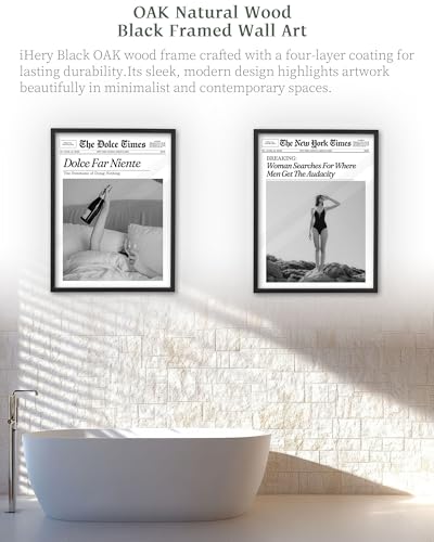 16x20in Dolce Far Niente Black Framed Newspaper Wall Art