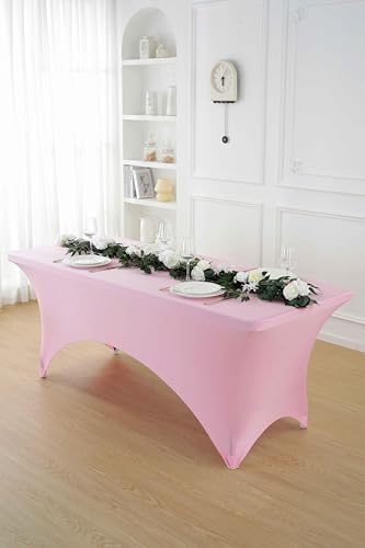 2 Pack 6ft Light Pink Spandex Tablecloth (2 Count)