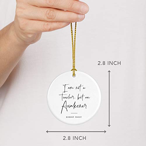 Round Ceramic Porcelain Christmas Tree Ornament for Teacher Thank You Appreciation Graduation Gift