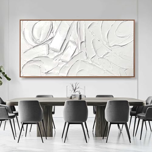 White Wall Art For Living Room Extra Large Wall Decor Abstract Paintings Modern Artwork Pictures Arts 36"x70"