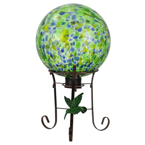 10 Inch Glass Gazing Ball with 9.4" H Metal Stand
