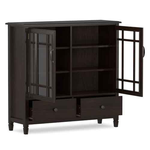Connaught 46" Solid Wood Tall Cabinet in Dark Chestnut Brown