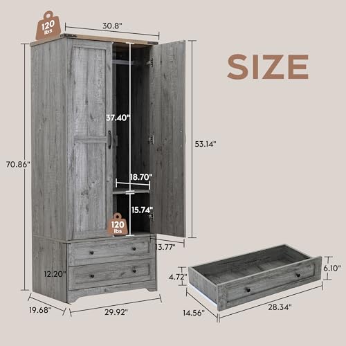 Wooden Armoire Wardrobe Closet with Drawers