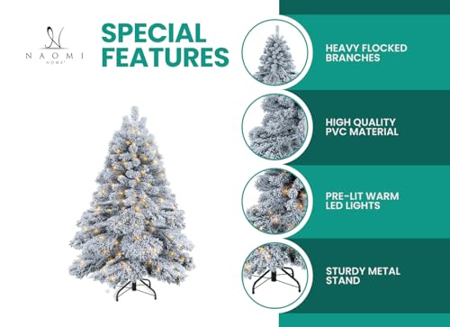 7.5ft Artificial Prelit Snow Flocked Christmas Tree