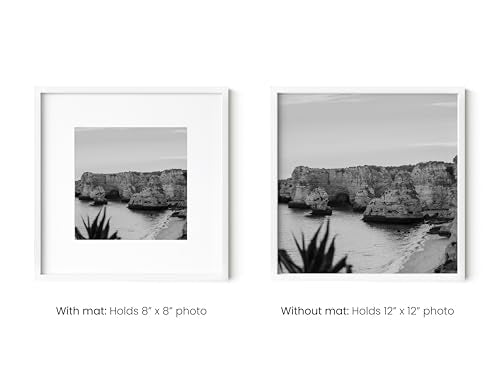 12x12 White Metal Picture Frames Matted to 8x8 (3 Count)