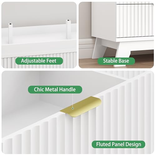 Fluted Dresser for Bedroom with 9 Drawers
