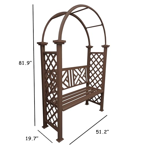 Brown Aluminum Garden Arbor Arch with 2