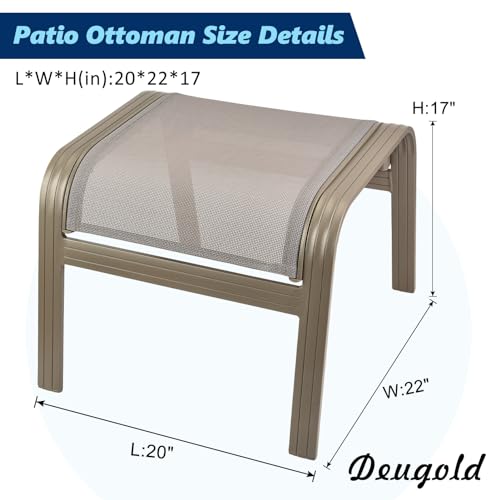 Patio Dining Chairs Footstools Outdoor Aluminum Ottoman Assembled Footrest Side Table 2 Set Champagne (2 Count)