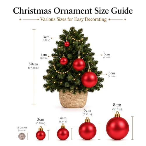 24ct Red Christmas Ornaments for Tree Decorations (34 Count)