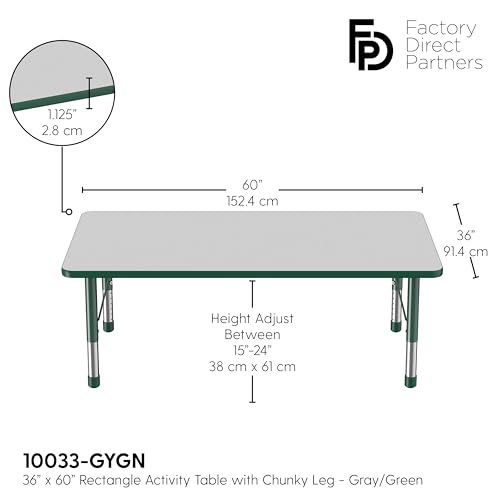 FDP 36" x 60" Rectangle Table with Chunky Legs