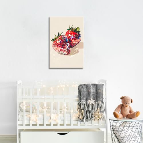 Funky Red Strawberry Disco Wall Art