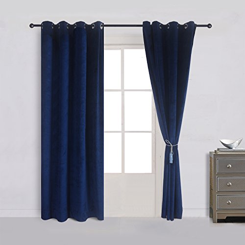 Luxury Velvet Blackout Curtains Panels with Grommet Draperies Eyelet (2 Count)