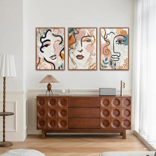 KAlRNE Boho Matisse Framed Abstract Woman Large Wall Art Set (3 Count)
