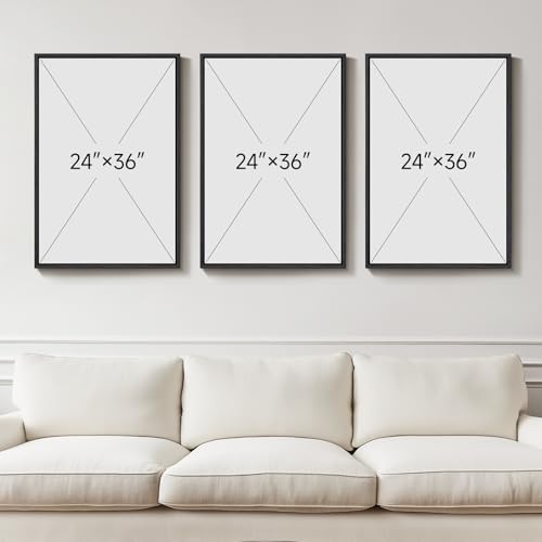 Large Framed Boho Neutral Abstract Wall Art for Living Room (3 Count)