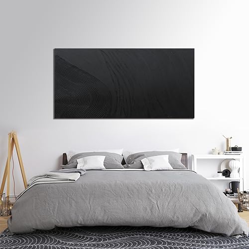 Canvas Wall Art Decor Modern Textured Wall Art Decor Canvas Art Wall Decor Black Silence Wall Painting Decorations Artwork Wall Art Prints for Room Living Room Bedroom Office Decor 24"X48"