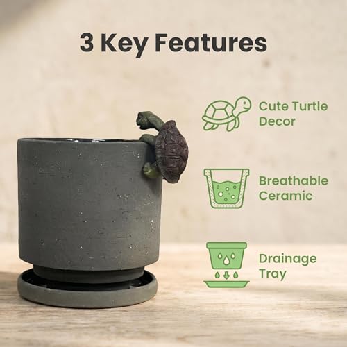 Ceramic Plant Pot with Resin Figure for Idoor Plants