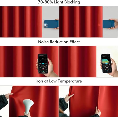 Christmas Red Back Tab Blackout Curtains 52x84 Inch Length 2 Panels (2 Count)