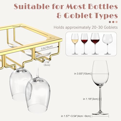 12 Row Wine Glass Rack Under Cabinet Large Capacity