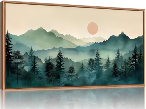 Large Boho Mountain Framed Canvas Wall Art