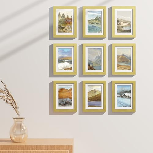 5x7 Picture Frames Set of 9 for Wall or Tabletop Display (9 Count)