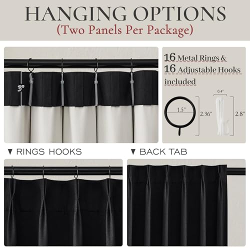 Long Black Blackout Boho Curtains (2 Count)