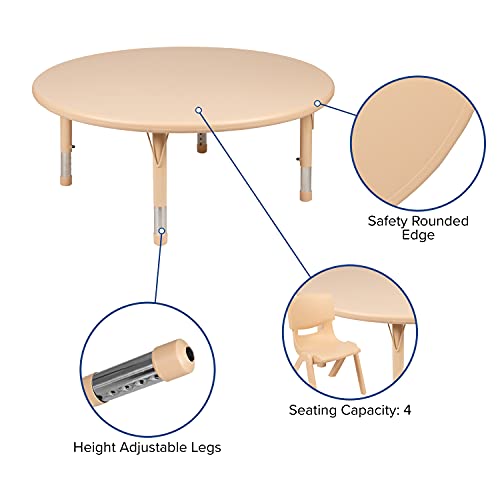 Natural 45" Round Activity Table Set with 4 Chairs