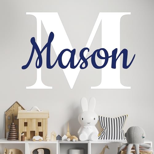 Personalized Name & Initial Vinyl Wall Decor I Nursery Wall Decal for Baby Boy & Girl Decoration I Wall Stickers for Bedroom Decor I Boys Bedroom Decor I Size Options