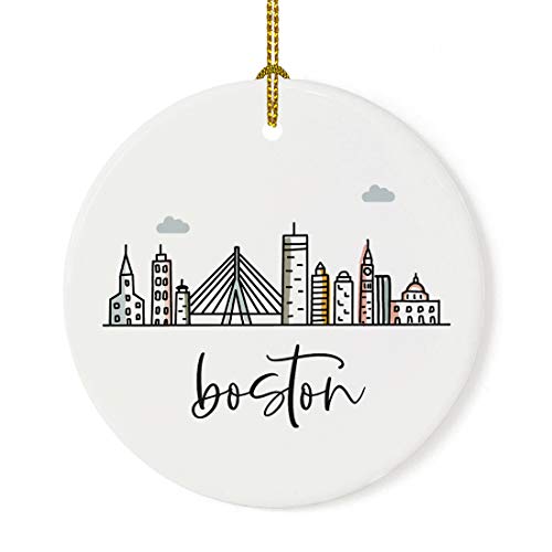 Andaz Round Ceramic Porcelain Christmas Tree Ornament Keepsake Gift