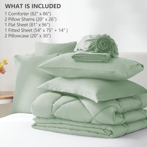 Full Comforter Set 82"x86" Sage Green