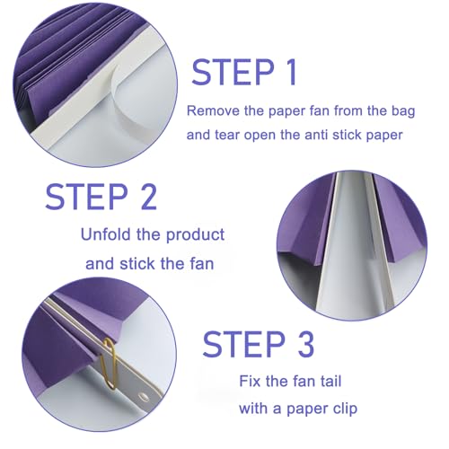 Purple Party Decorations Purple Paper Fans Bulk 16inch DIY Set