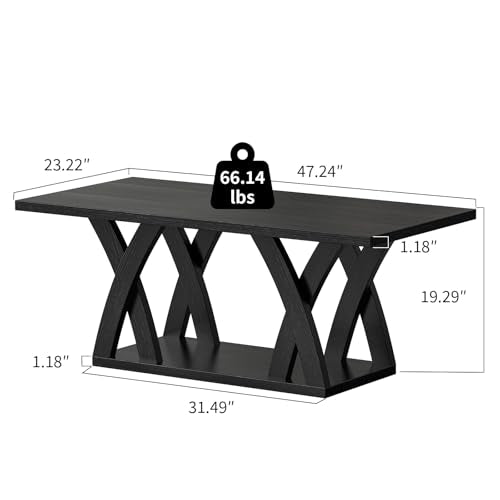 47" Farmhouse Coffee Table with Storage Shelf