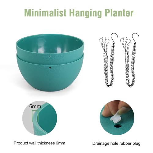 8 inch Small Hanging Planters Plant Pots for Indoor Outdoor Plants (2 Count)