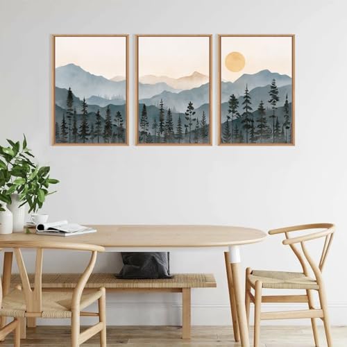 Boho Mountain Framed Canvas Wall Art Set (3 Count)