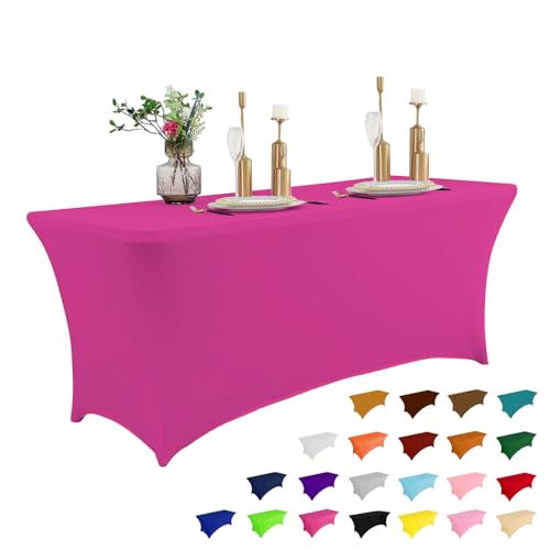 6FT Table Cloth for Rectangular Spandex Fuchsia Table Cover