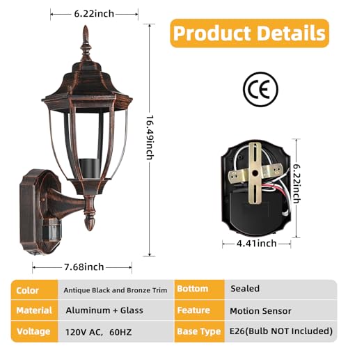 Motion Sensor Outdoor Wall Lights (2 Count)