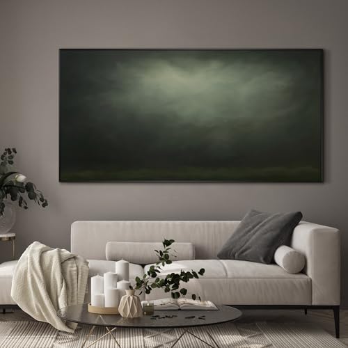 36"x72" Extra Large Framed Wall Art Moody Green Abstract Cloudscape