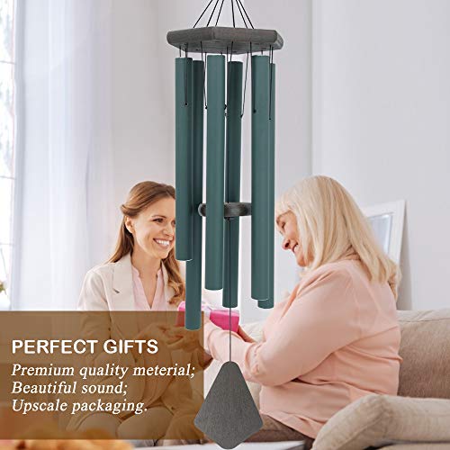 Large Wind Chimes for Outside 36 inch Green Deep Tone Garden Gift Outdoor (6 Count)