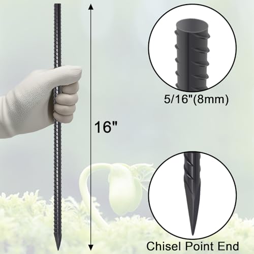 Straight Rebar Stakes 16 Inch Metal Ground Concrete Form Stakes (24 Count)