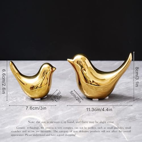 Gold Home Decor Small Birds Statues Modern Style Decorative Ornaments for Living Room Decor (2 Count)
