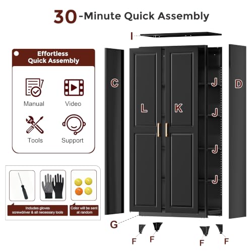 75" Metal Kitchen Pantry Cabinet