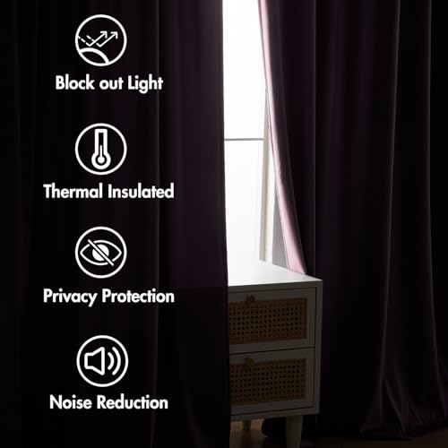 Lavender Velvet Pinch Pleat Blackout Curtains W52 X L96 Inches (2 Count)