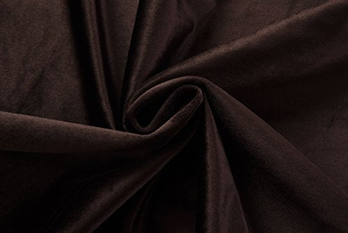 Set of 2 Velvet Flannel Room Darkening Blackout Curtains Panels Drapes Grommet 52 Wide by 108 Long Brown for Living Room (2 Count)